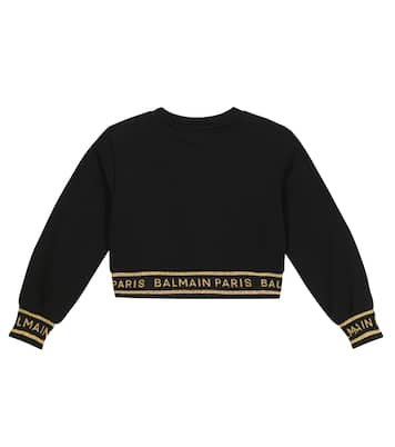 Logo cotton jersey sweatshirt | Balmain Kids