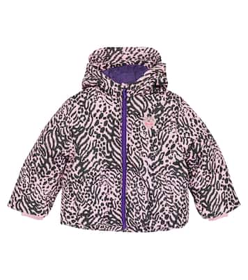 Leopard print puffer jacket in multicoloured Kenzo Kids Mytheresa