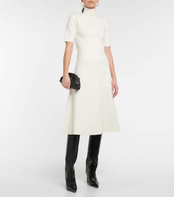 Turtleneck silk-blend midi dress | Joseph