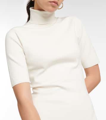 Turtleneck silk-blend midi dress | Joseph