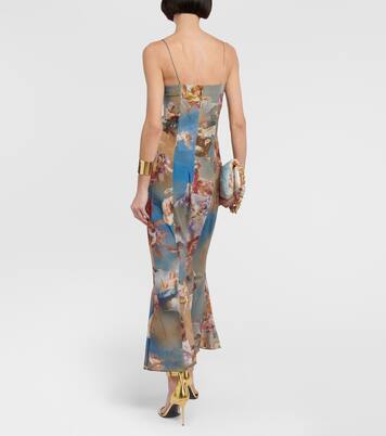 Abito lungo in seta con stampa | Balmain