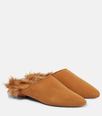 Otto shearling-trimmed suede mules | Khaite