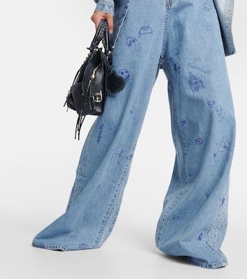 Jeans anchos estampados con tiro bajo | Vetements
