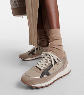 Verzierte Sneakers mit Veloursleder | Brunello Cucinelli