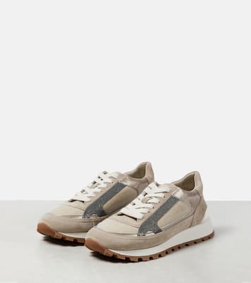 Verzierte Sneakers mit Veloursleder | Brunello Cucinelli