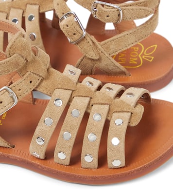 Sandali Plagette Stud in suede | Pom d'Api
