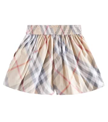 Shorts de popelín de algodón con Burberry Check | Burberry Kids