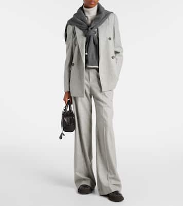 Pantaloni a gamba larga in flanella | Brunello Cucinelli