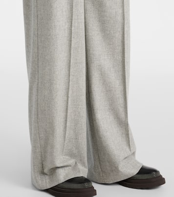 Pantaloni a gamba larga in flanella | Brunello Cucinelli