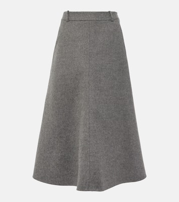 Falda midi de mezcla de lana de tiro medio | Brunello Cucinelli