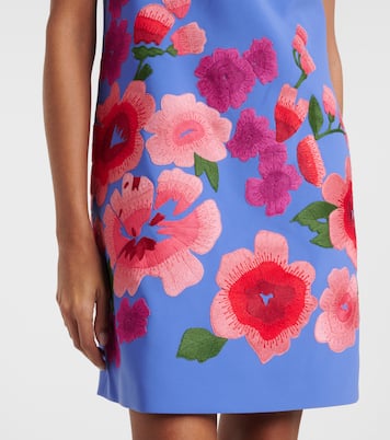 Abito corto in crêpe con ricamo floreale | Carolina Herrera