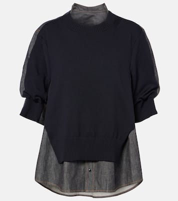 Pull en denim et coton mélangé | Sacai