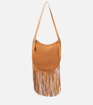 Borsa a spalla in suede con frange | Coperni
