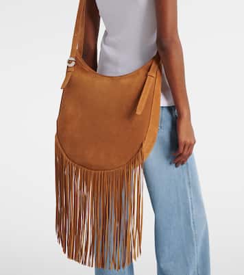 Borsa a spalla in suede con frange | Coperni