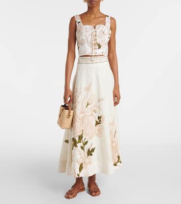 Falda midi Bergamota Gardenia de lino | Agua by Agua Bendita