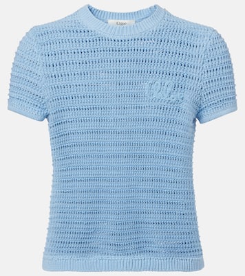 Camiseta de croché de algodón bordada | Chloé