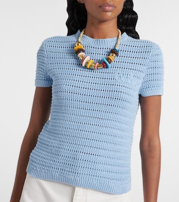 Camiseta de croché de algodón bordada | Chloé