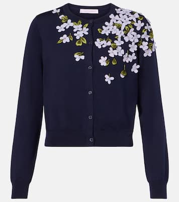 Cardigan brodé en soie et coton | Carolina Herrera