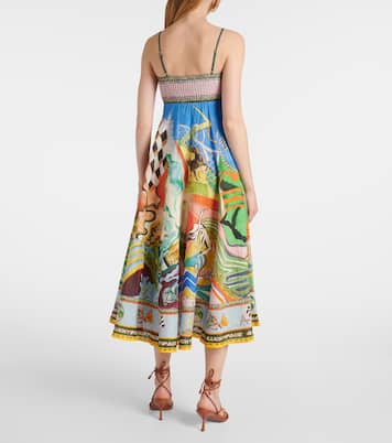 Lucky Pace printed linen midi dress | Alémais