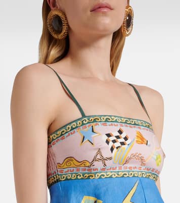 Lucky Pace printed linen midi dress | Alémais