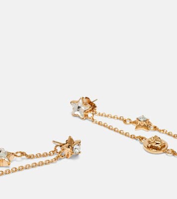 Medusa crystal-embellished drop earrings | Versace