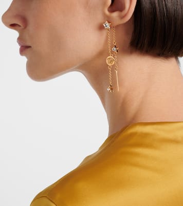 Medusa crystal-embellished drop earrings | Versace