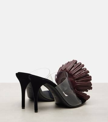 Dahlia 90 asymmetric floral-appliqué mules | Alaïa