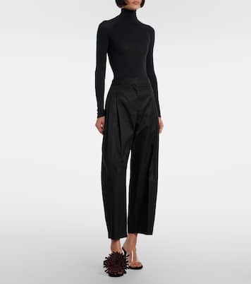 Dahlia 90 asymmetric floral-appliqué mules | Alaïa
