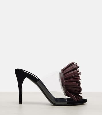 Dahlia 90 asymmetric floral-appliqué mules | Alaïa