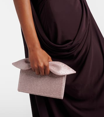 Bow Tie Mini metallic-effect twill clutch | Aquazzura