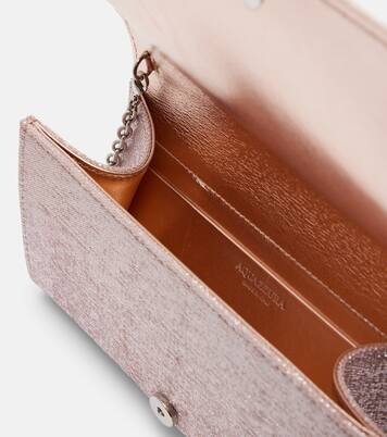 Bow Tie Mini metallic-effect twill clutch | Aquazzura
