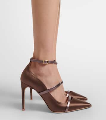 Diaz 100 leather-trimmed satin pumps | Malone Souliers