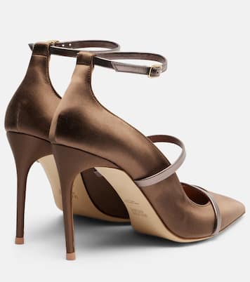 Diaz 100 leather-trimmed satin pumps | Malone Souliers