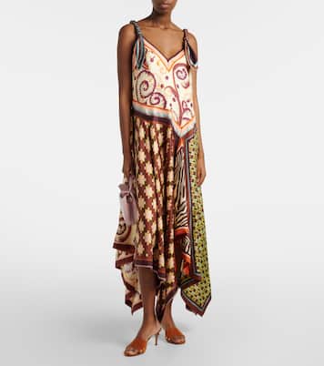 Wilson asymmetric silk twill midi dress | Alémais