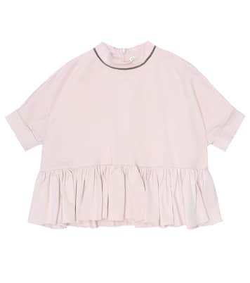 T-shirt in cotone con monili | Brunello Cucinelli Kids