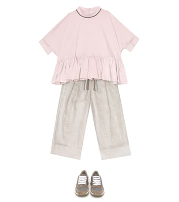 T-shirt in cotone con monili | Brunello Cucinelli Kids