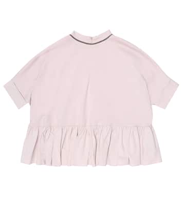 T-shirt in cotone con monili | Brunello Cucinelli Kids