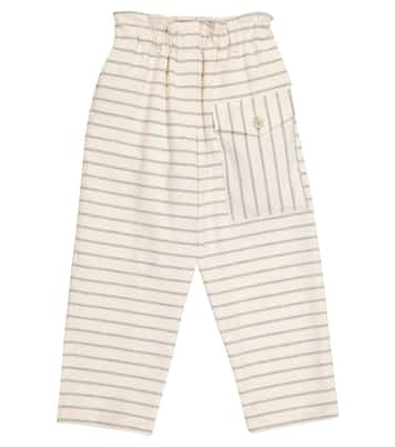 Pantalones de algodón a rayas | Brunello Cucinelli Kids