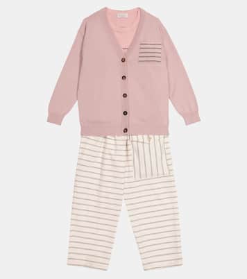 Pantalones de algodón a rayas | Brunello Cucinelli Kids