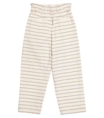 Pantalones de algodón a rayas | Brunello Cucinelli Kids