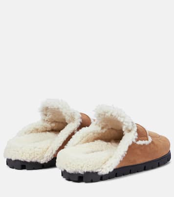 Slippers in suede con shearling | Prada