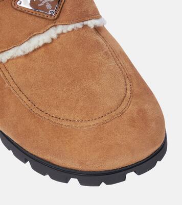Slippers in suede con shearling | Prada