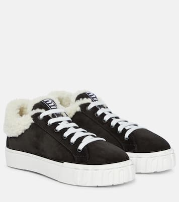 Sneakers Macro aus Veloursleder mit Shearling | Miu Miu