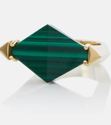 Deco Rombo 9kt gold ring with malachite | Aliita
