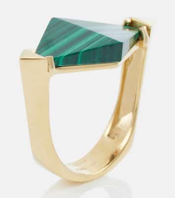 Deco Rombo 9kt gold ring with malachite | Aliita