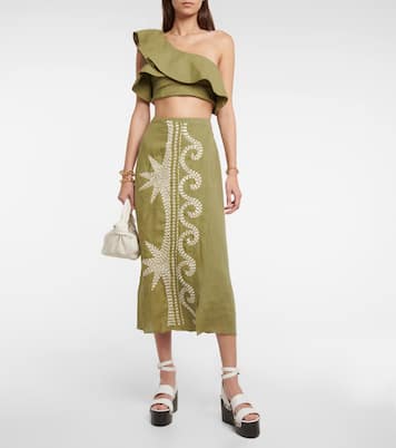 Crop top De Mar a Mar de lino | Johanna Ortiz