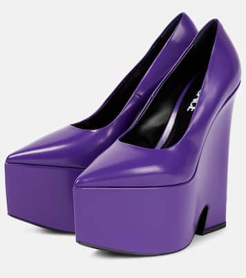 Tempest leather platform pumps | Versace