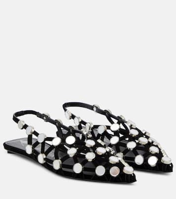 Grid embellished suede ballet flats | The Attico