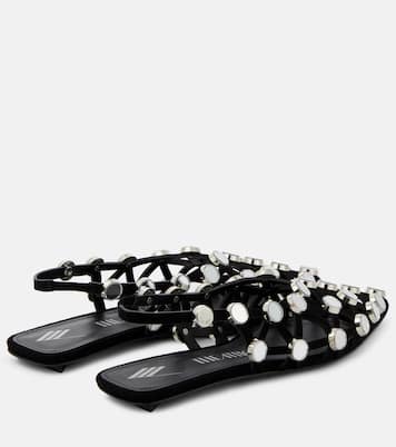 Grid embellished suede ballet flats | The Attico