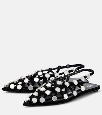 Grid embellished suede ballet flats | The Attico